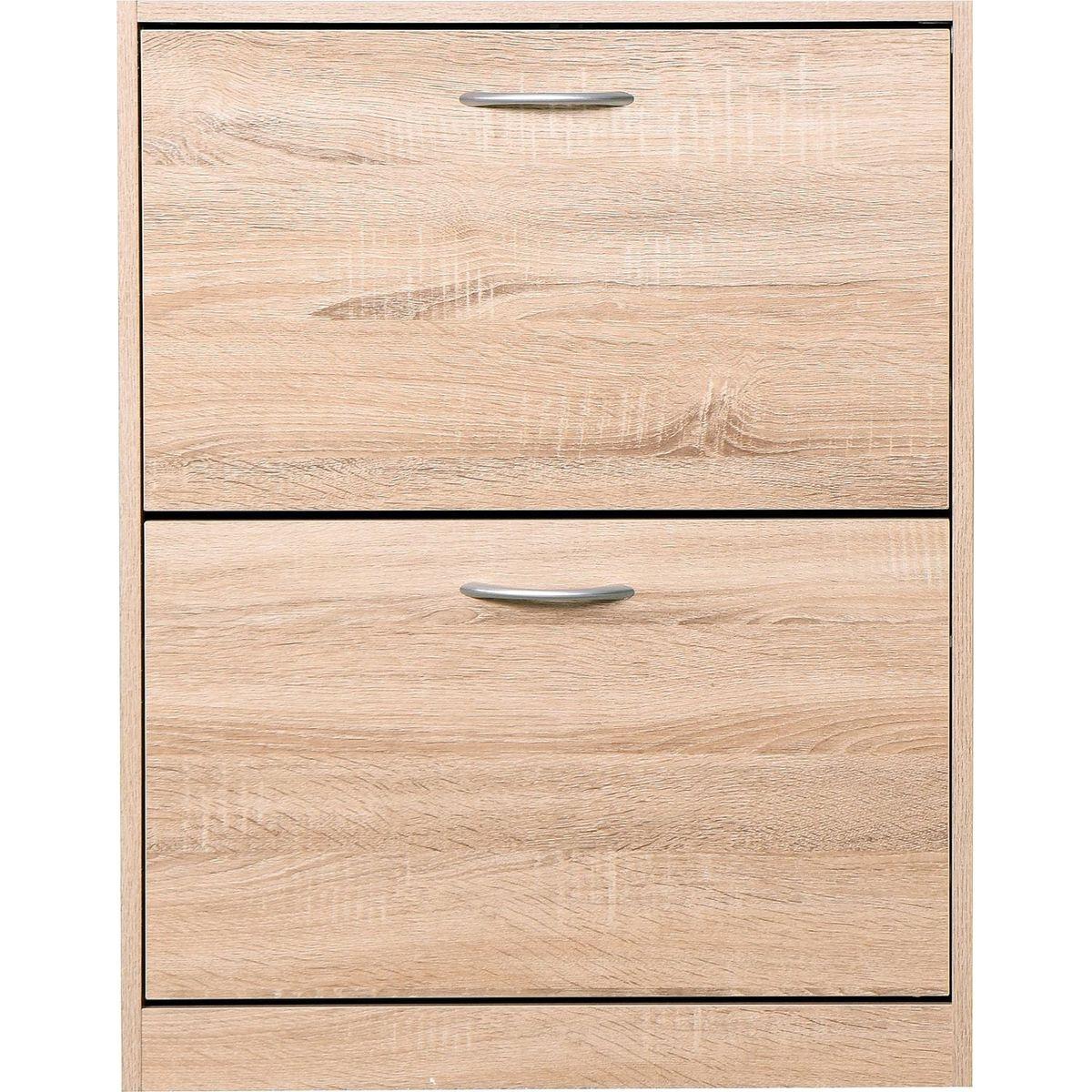 Wooden Shoe Cabinet for Entryway, White Shoe Storage Cabinet with 2 Flip Doors 20.94x9.45x43.11 inch