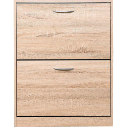 Wooden Shoe Cabinet for Entryway, White Shoe Storage Cabinet with 2 Flip Doors 20.94x9.45x43.11 inch