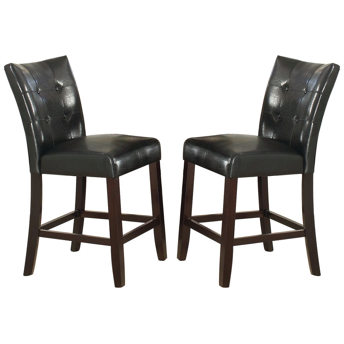 Leather Upholstered High Dining Chair, Black (Set of 2)