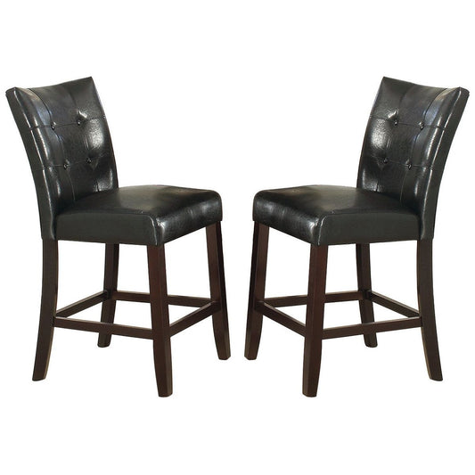 Leather Upholstered High Dining Chair, Black (Set of 2)