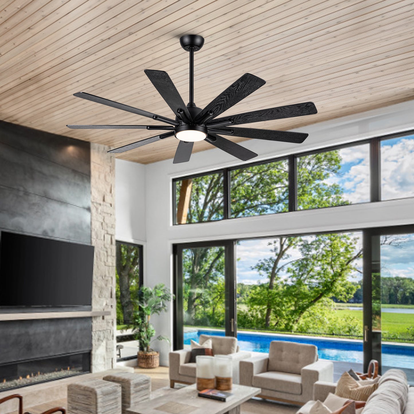 Mordern Farmhouse 62 In Black Ceiling Fan with Remote Control