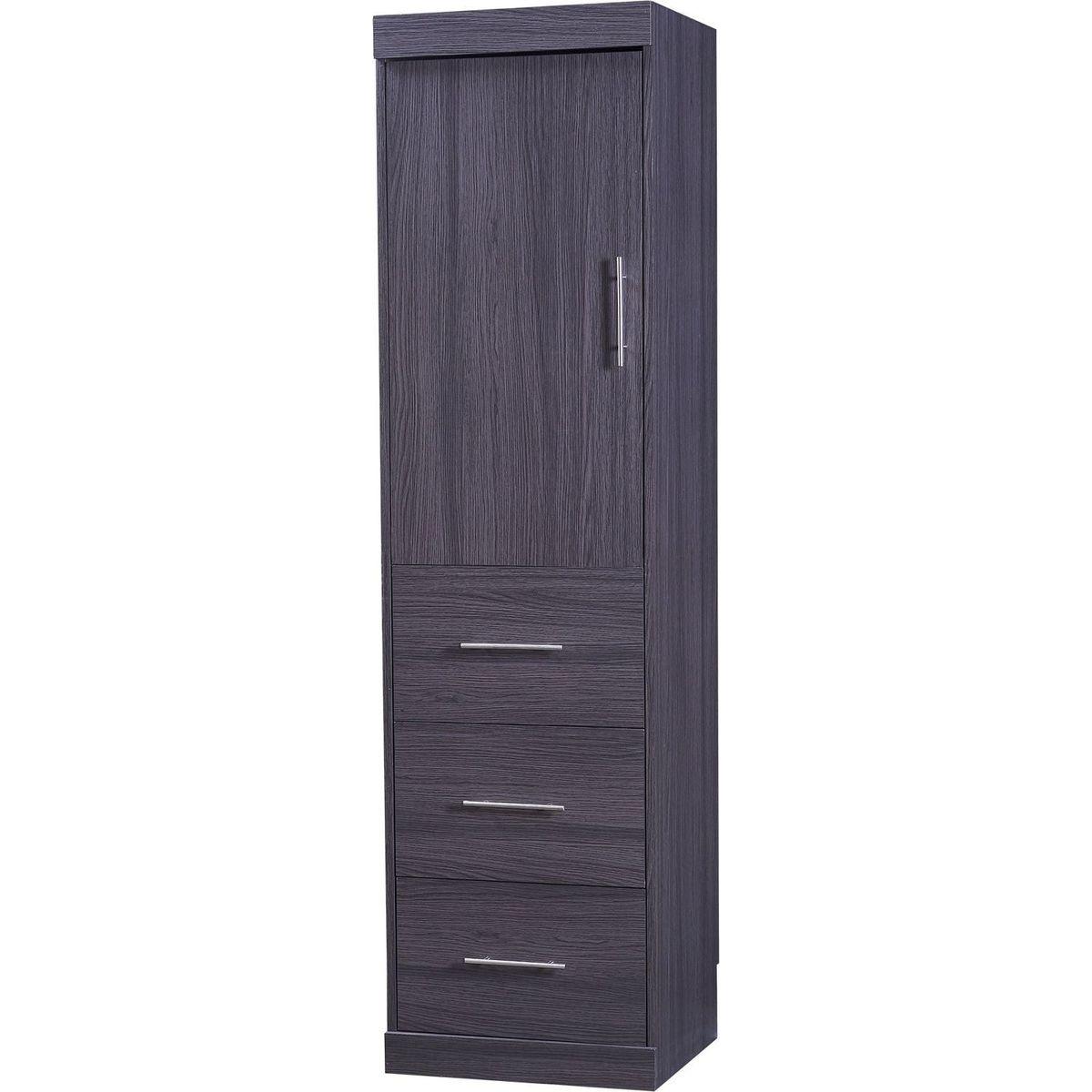 Full Size Murphy Bed with Wardrobe and Drawers, Storage Bed, can be Folded into a Cabinet, Gray
