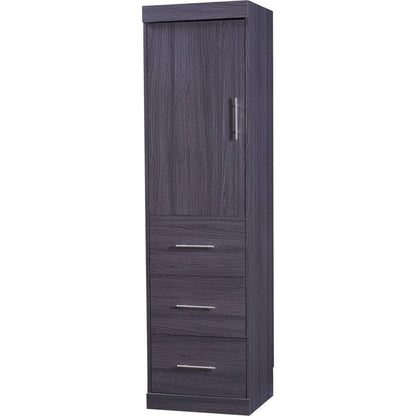 Full Size Murphy Bed with Wardrobe and Drawers, Storage Bed, can be Folded into a Cabinet, Gray