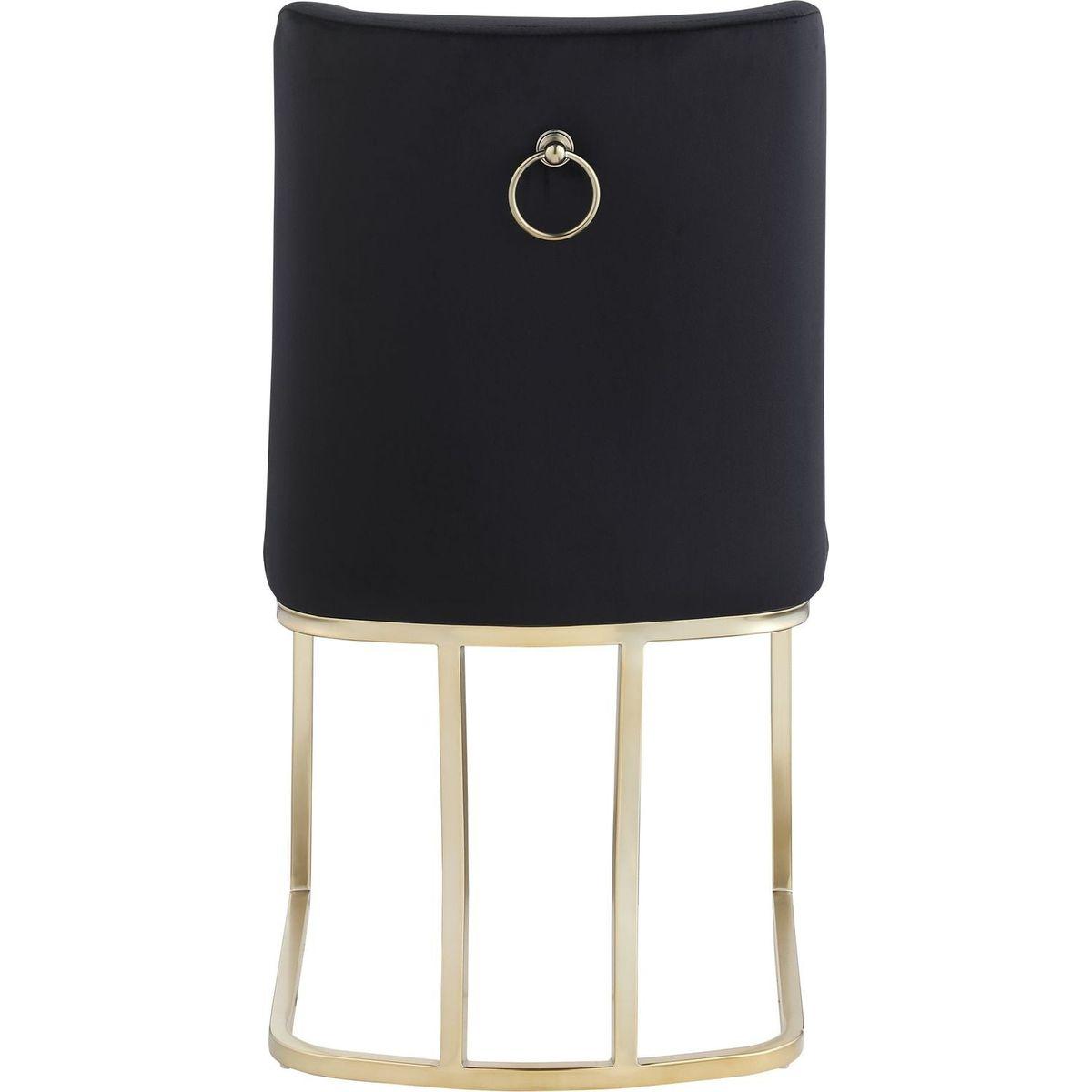 Dining Chairs, Velvet Upolstered Side Chair, Gold Metal Legs (Set of 2) - Black