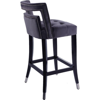 Suede Velvet Barstool with nailheads Dining Room Chair2 pcs Set - 30 inch Seater height