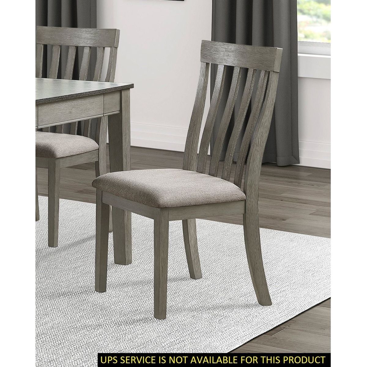 Dining Room Furniture Side Chairs 2pc Set Wire Brushed Light Gray Finish Vertical Slat Back Design Wooden Chairs Set