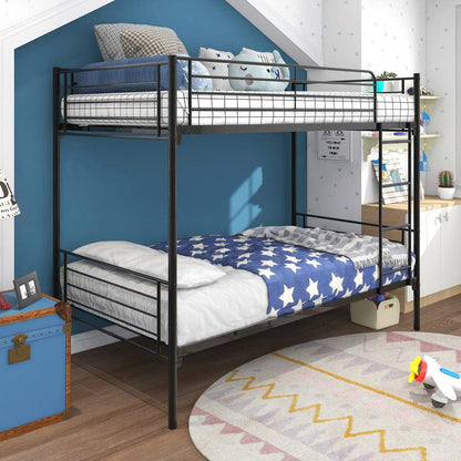 Twin over Twin Bunk Bed, Metal Frame with Ladder - Streamdale Furniture
