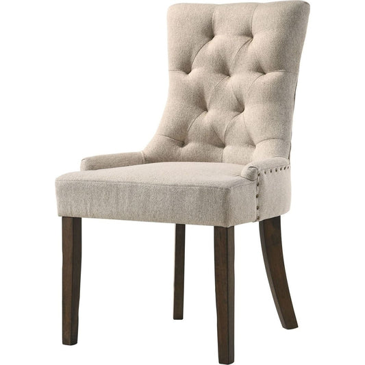 Farren Side Chair, Beige Fabric & Espresso Finish