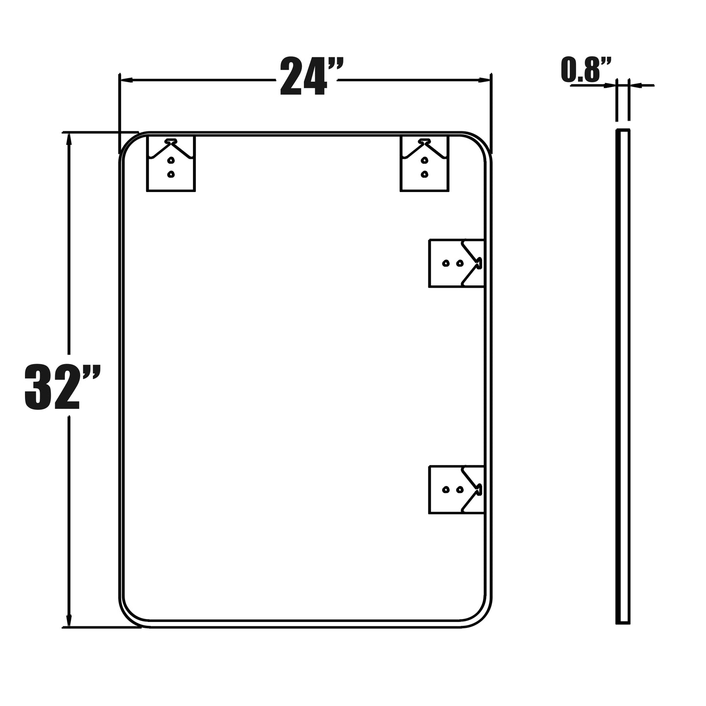 32 x 24 Inch Black Bathroom Mirror for Wall Vanity Mirror with Non-Rusting Aluminum Alloy Metal Frame Rounded Corner for Modern Farmhouse Home Decor