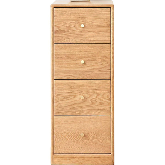 Solid Oak Bedside Table Storage Cabinet for Living Room - Free-Standing Corner Cabinets Storage Table-Four Drawers