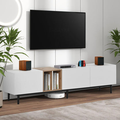 Modern TV Stand for 80" TV with 3 Doors, Media Console Table, Entertainment Center with Large Storage Cabinet for Living Room, Bedroom
