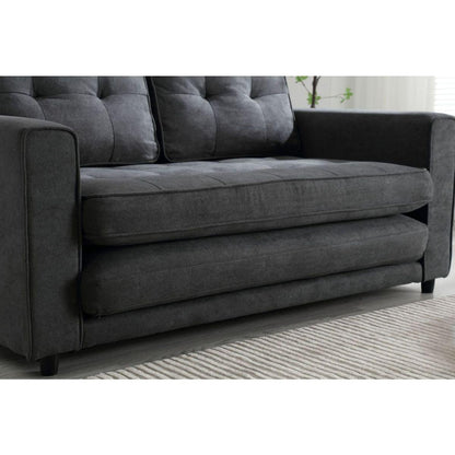 3 Fold Sofa,Convertible Futon Couch sleeper sofabed,Space saving loveseat,Pull Out Couch Bed for Living Room,Dark Gray & Light Gray & Beige,Velvet linen fabric
