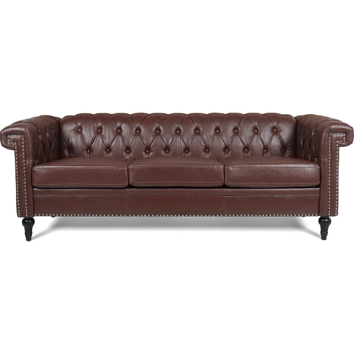 83.66 Inch Width Traditional Square Arm removable cushion 3 seater Sofa