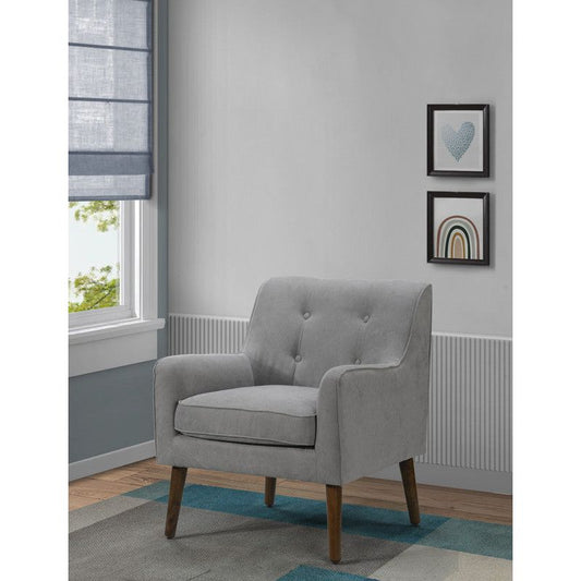 Ryder Mid Century Modern Steel Gray Woven Fabric Tufted Armchair