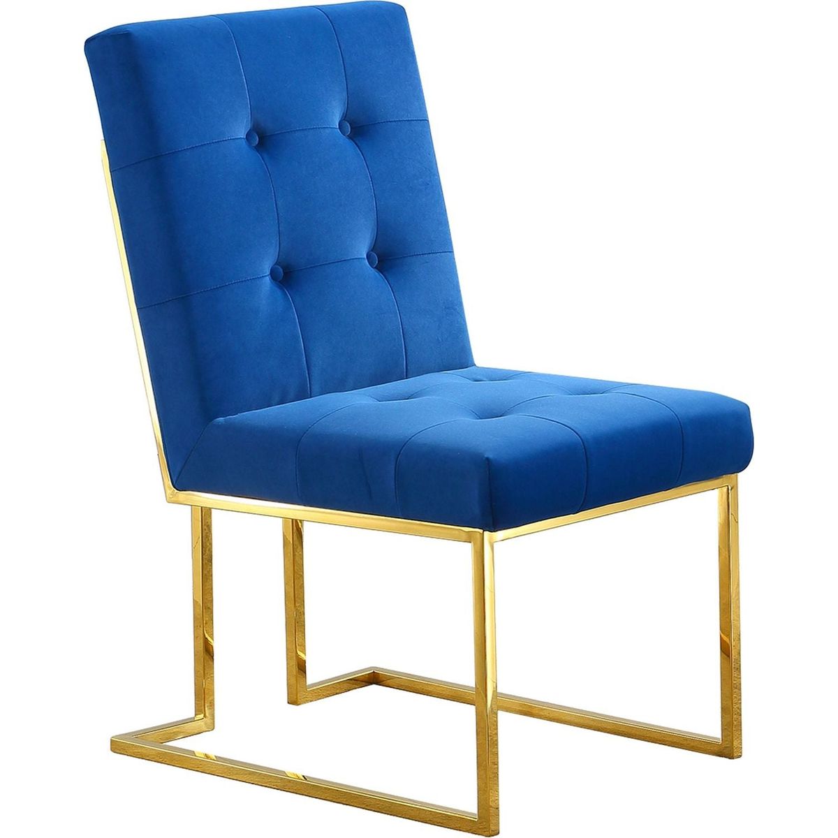 Modern Velvet Dining Chair Set of 2, Tufted Design and Gold Finish Stainless Base