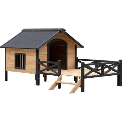 Outdoor Large Wooden Cabin House Style Wooden Dog Kennel with Porch