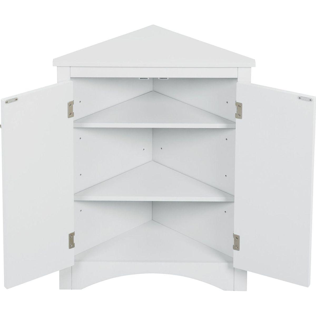 White Triangle Bathroom Storage Cabinet with Adjustable Shelves, Freestanding Floor Cabinet for Home Kitchen