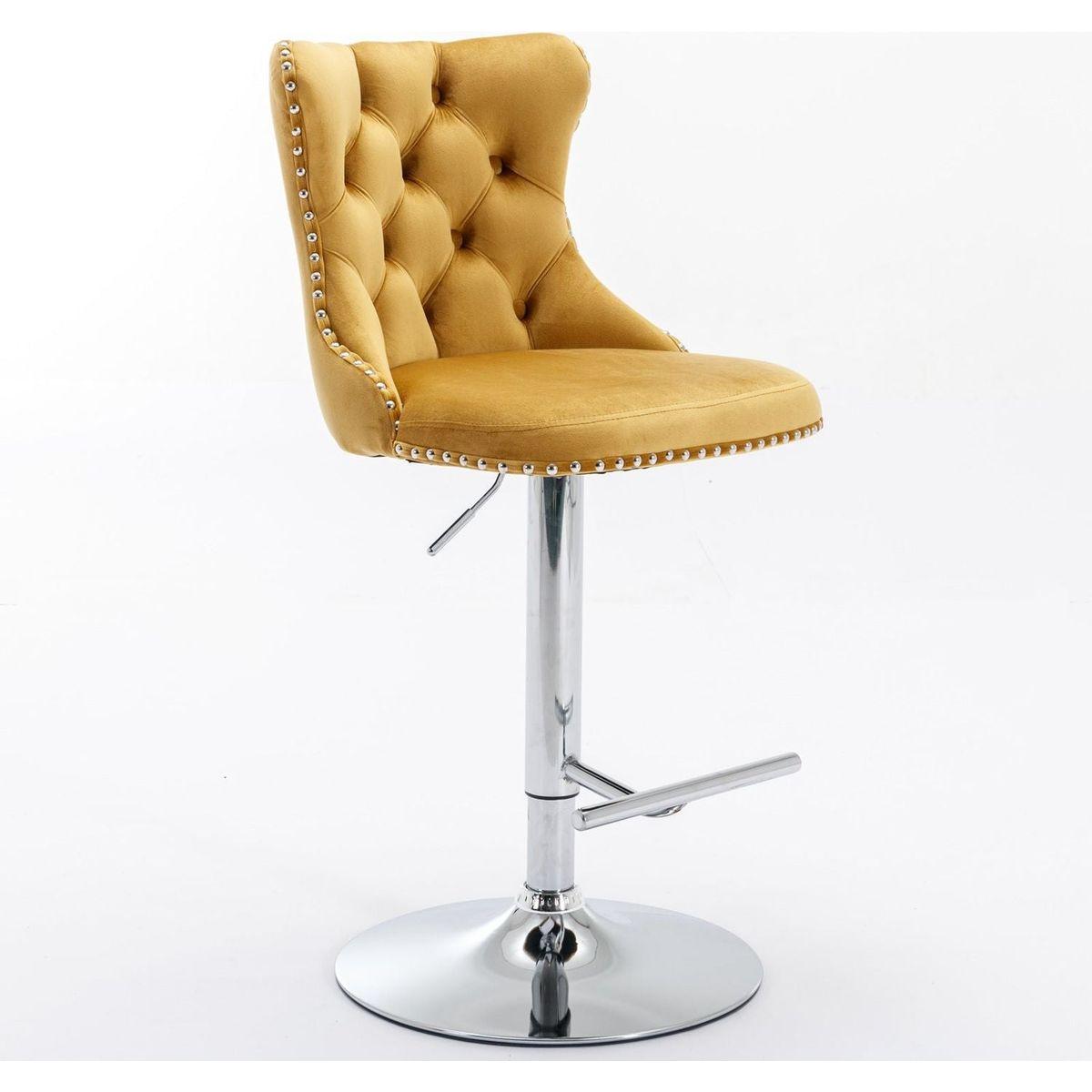 Swivel Velvet Barstools Adjustable Seat Height from 25-33 Inch - Streamdale Furniture