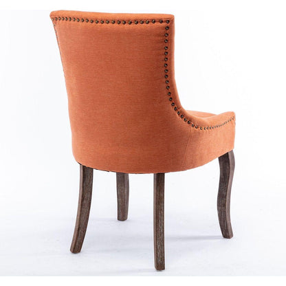 Ultra Side Dining Chairhickened fabric chairs with neutrally toned solid wood legsBronze nail headet of 2range