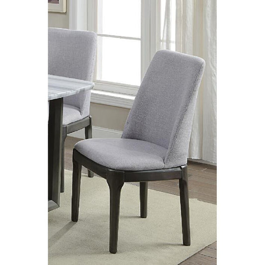 Madan Side Chair (Set-2) in Light Gray Linen & Gray Oak