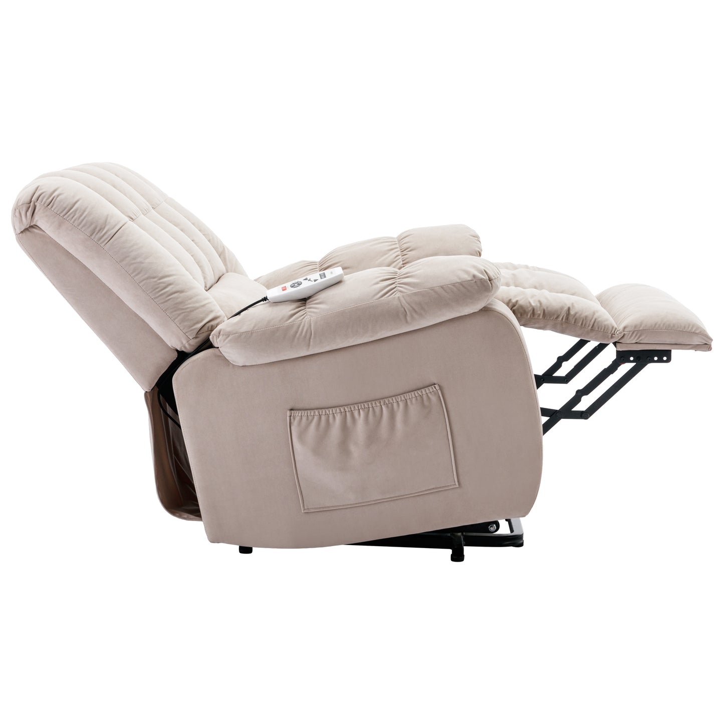 Massage Recliner Chair Electric Power Lift Recliner Chairs with Heat, Vibration, Side Pocket for Living Room Bedroom, Beige