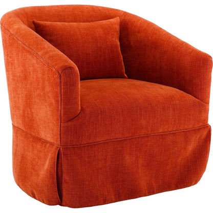 degree Swivel Accent Armchair Linen Blend Orange