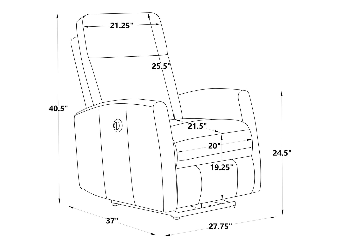 Serbia Power Recliner with USB Charger