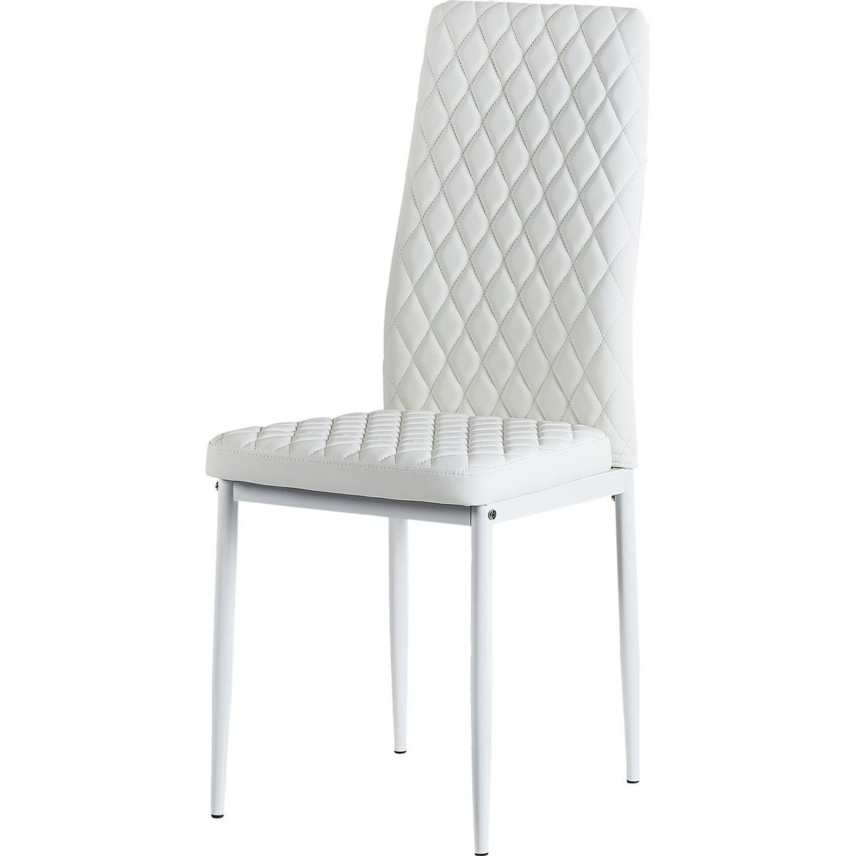 White modern minimalist dining chair fireproof leather sprayed metal pipe diamond grid pattern restaurant home conference chair set of 6