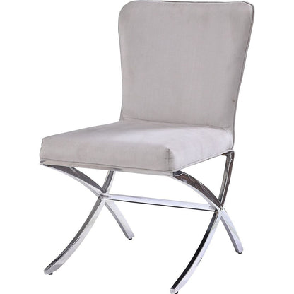 Daire Side Chair (Set-2) in Velvet & Chrome