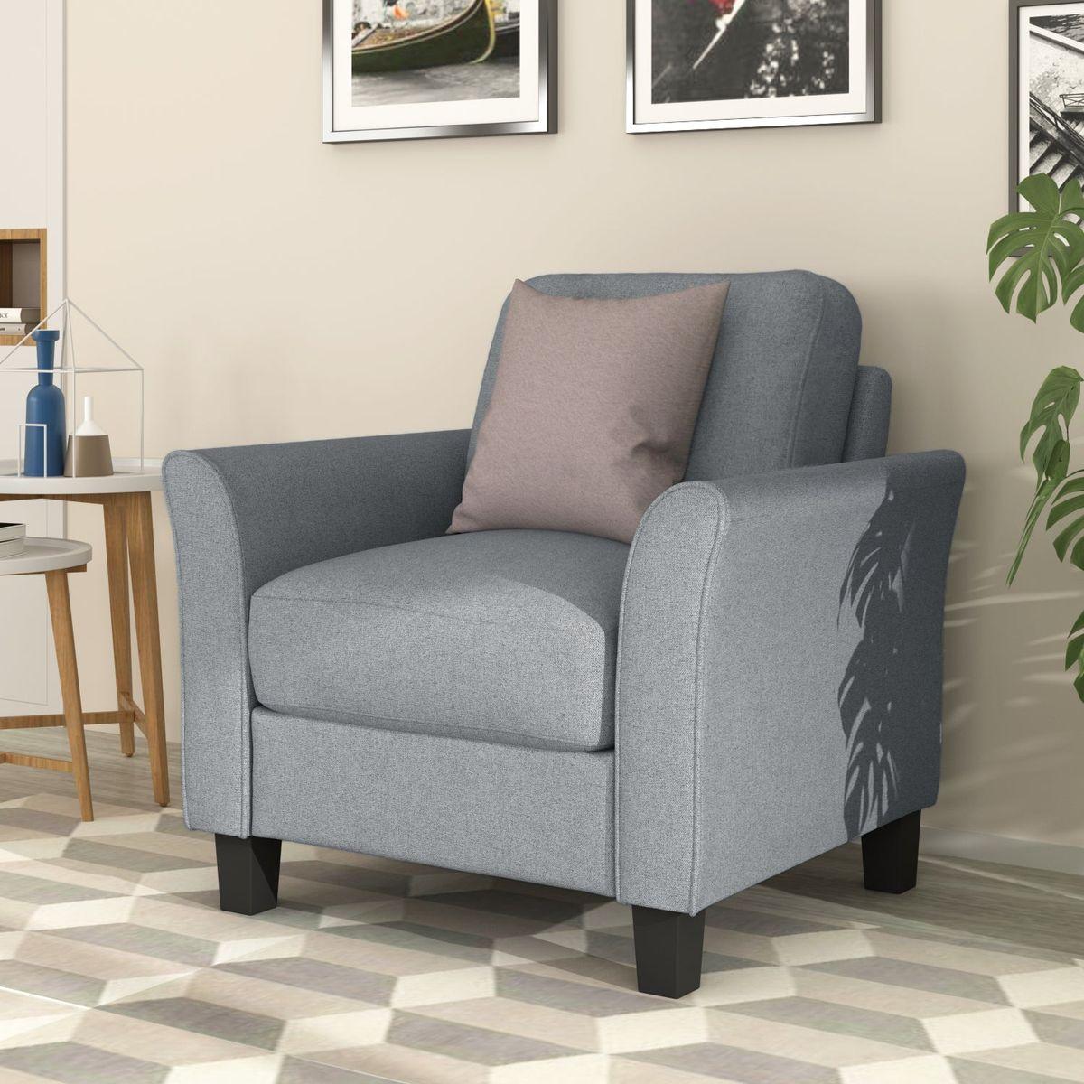 Living Room Furniture chair and 3-seat Sofa (Gray)