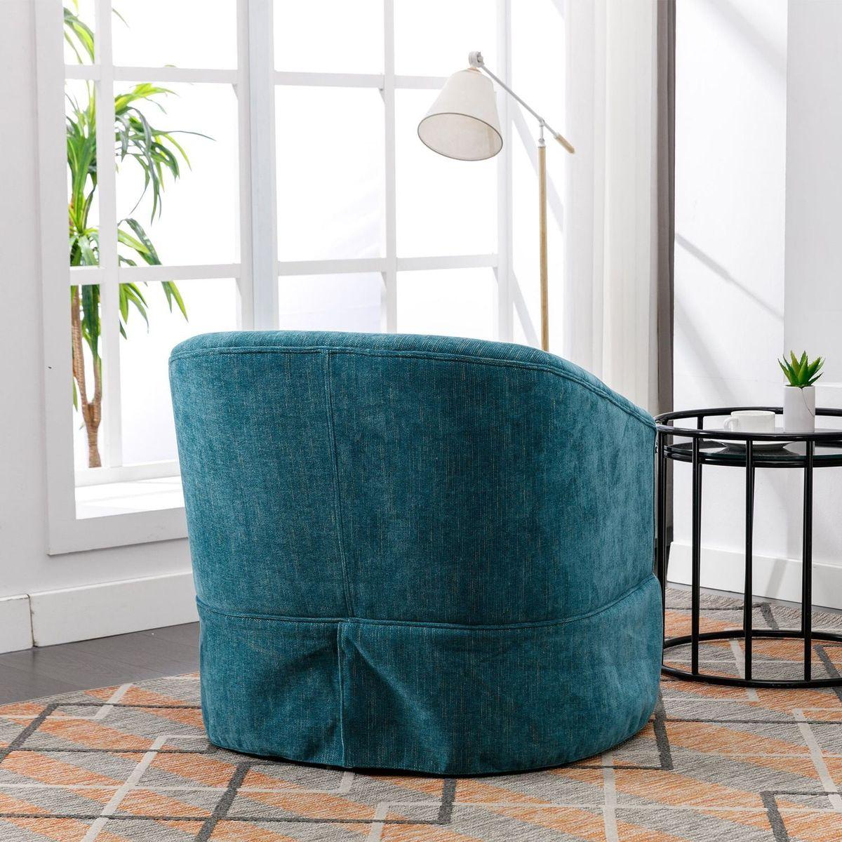 degree Swivel Accent Armchair Linen Blend Green