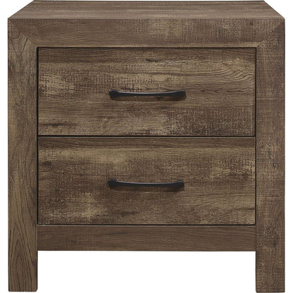 Simple Look Rustic Brown Finish 1pc Nightstand of Drawers Black Metal Hardware Bedroom Furniture