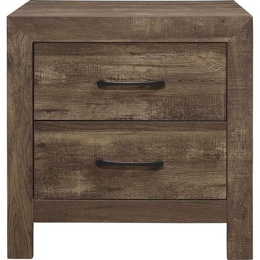Simple Look Rustic Brown Finish 1pc Nightstand of Drawers Black Metal Hardware Bedroom Furniture