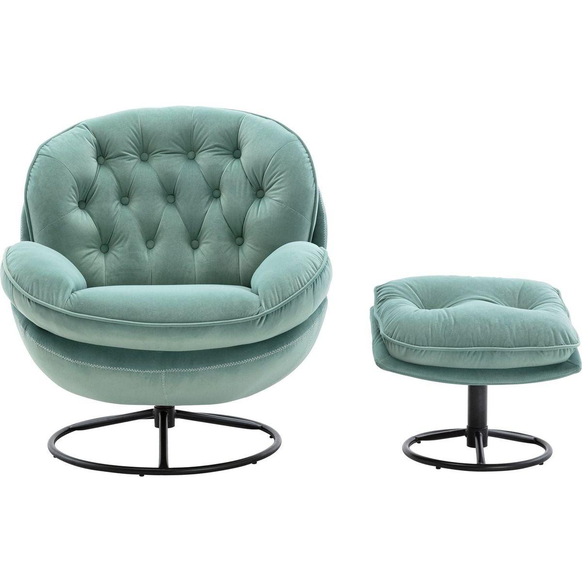 Accent chair TV Chair Living room Chair with Ottoman-TEAL