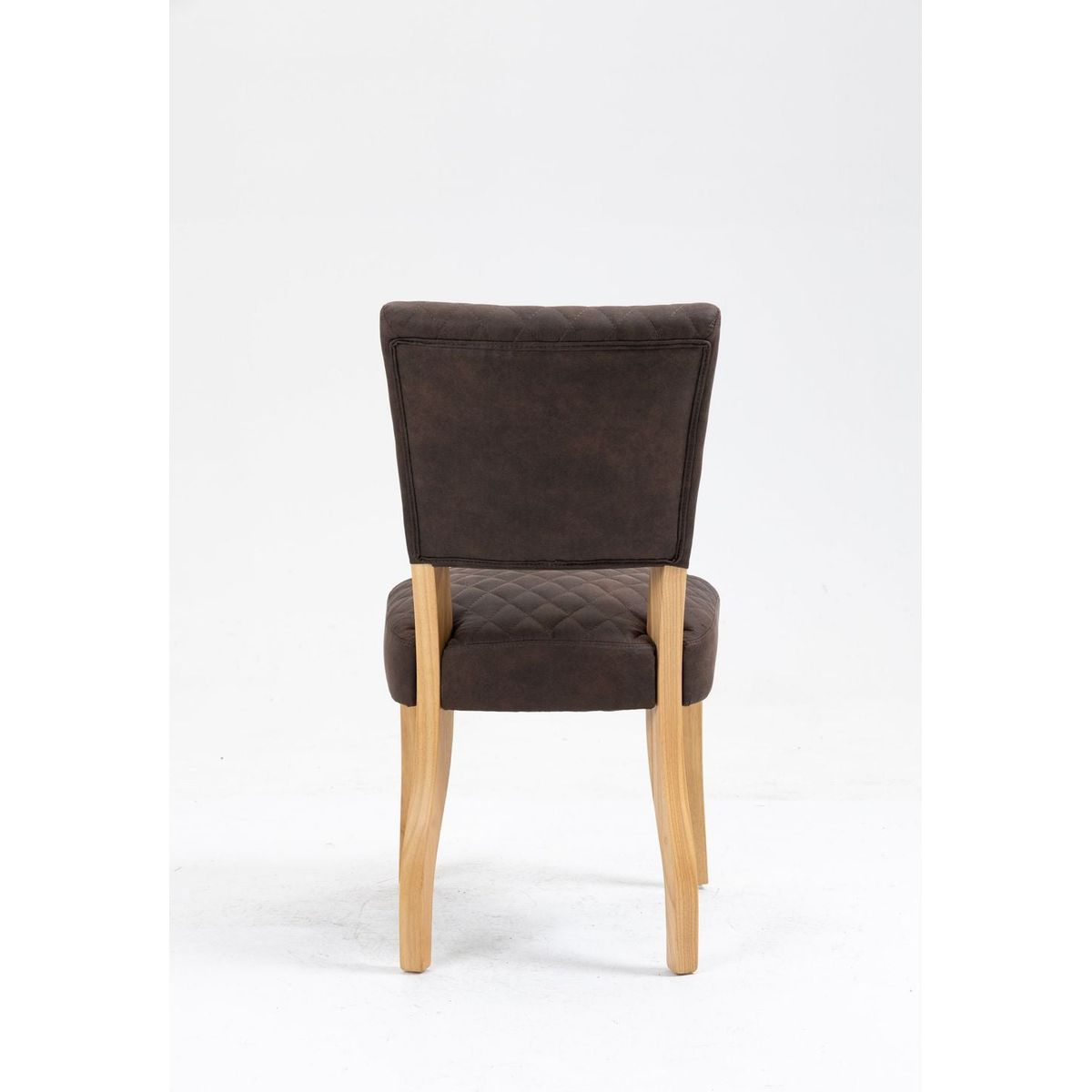 Upholstered Diamond Stitching Leathaire Dining Chair with Solid Wood Legs BROWN