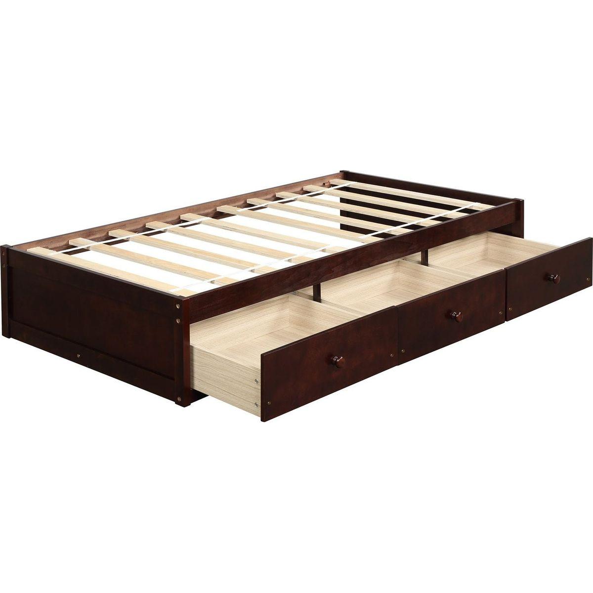 Twin Size Platform Storage Bed with 3 Drawers