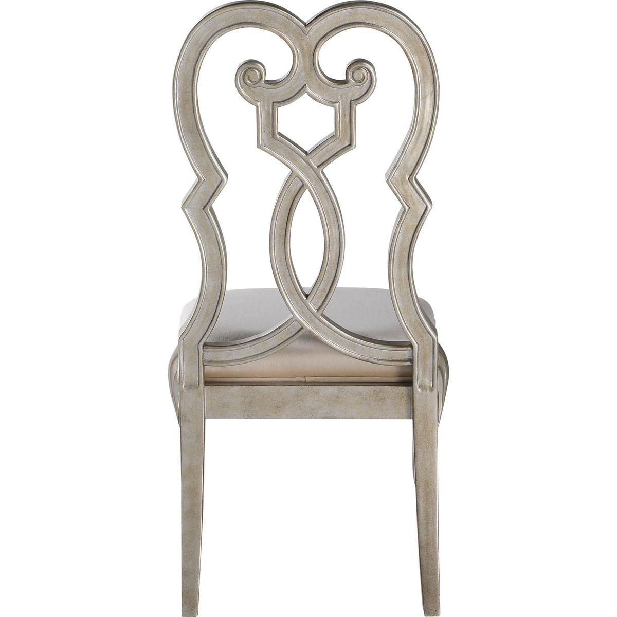 Esteban Side Chair (Set-2) in Ivory Velvet & Antique Champagne Finish