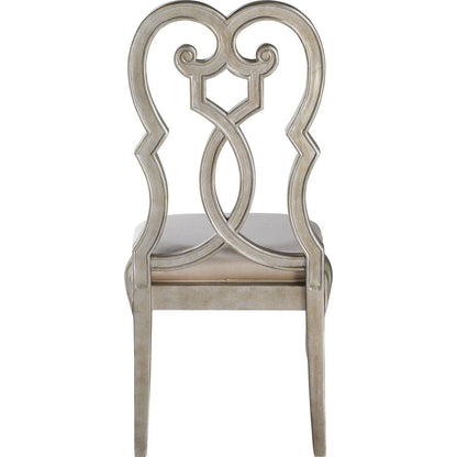 Esteban Side Chair (Set-2) in Ivory Velvet & Antique Champagne Finish