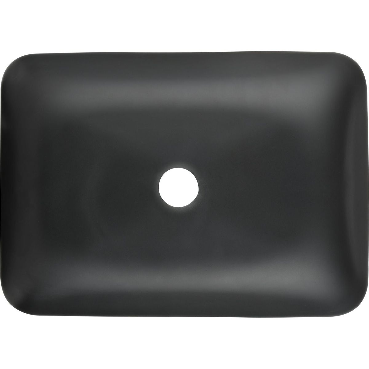 13.0" L -18.13" W -4" H Matte Shell Glass Rectangular Vessel Bathroom Sink in Black with Matte Black Faucet and Pop-Up Drain in Matte Black