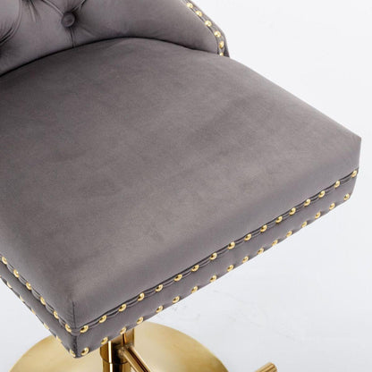 Thick Golden Swivel Velvet Barstools Adjusatble Seat Height from 25-33 Inch, Modern Upholstered Bar Stools with Backs Comfortable Tufted for Home Pub and Kitchen Island (Gray, Set of 2)