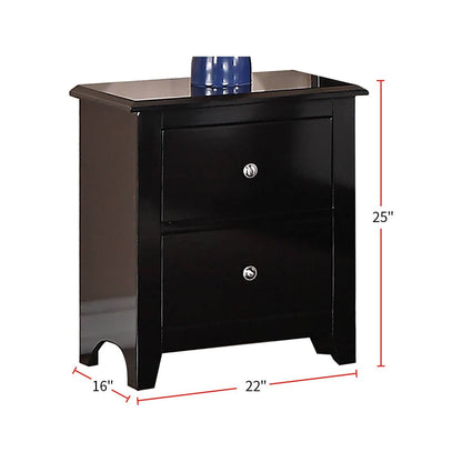 Nightstand With 2 Drawers Storage, Black