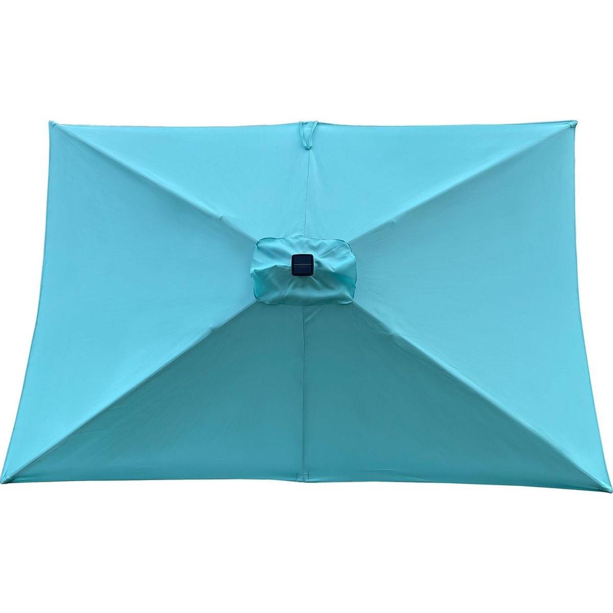 10 x 6.5t Rectangular Patio Solar LED Lighted Outdoor Umbrellas with Crank and Push Button Tilt for Garden Backyard Pool Swimming Pool