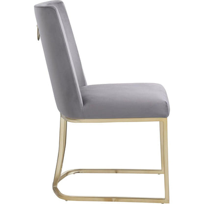 Dining Chairs, Velvet Upolstered Side Chair, Gold Metal Legs (Set of 2) - Gray