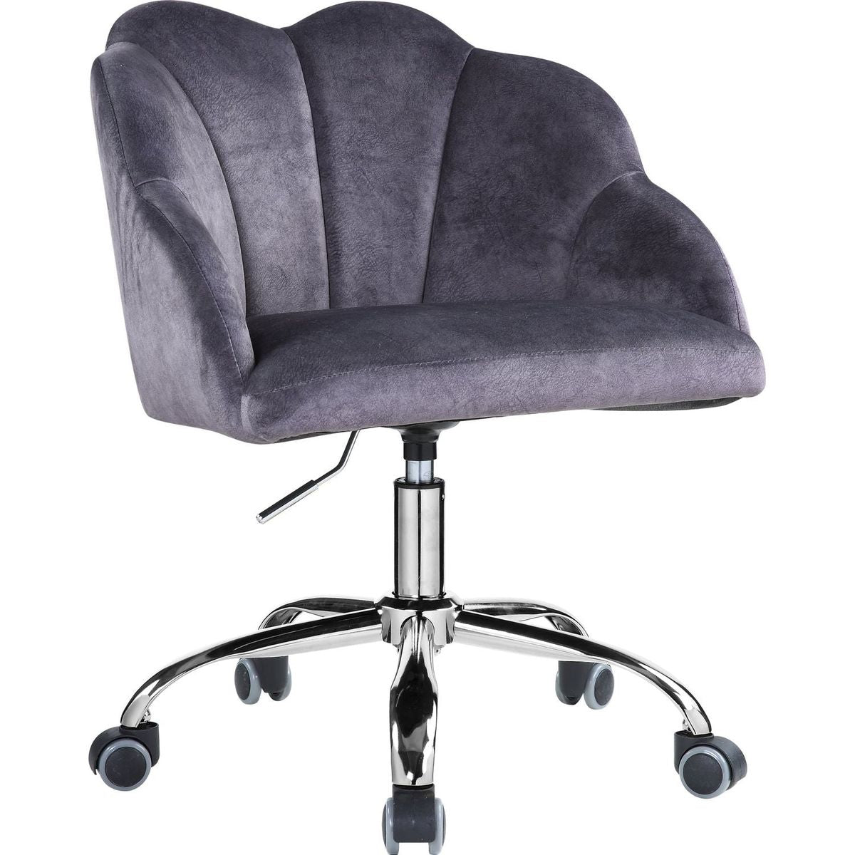 Rowse Office Chair in Dark Gray Velvet & Chrome Finish