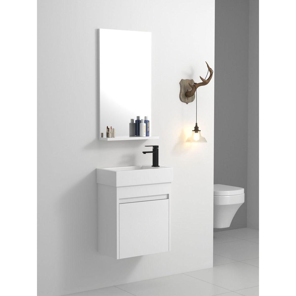 Bathroom Vanity For Small Bathroom With Single Sink, Soft Close Doors, Float Mounting Design, 18x10-00518 WSG