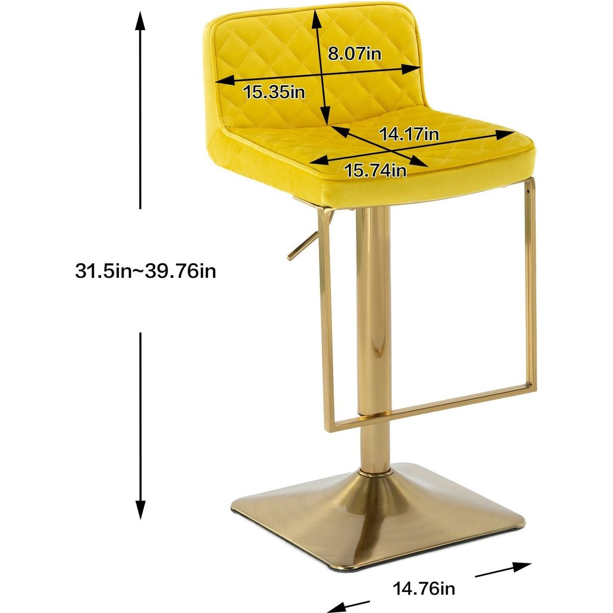 Bar Stools - Swivel Barstool Chairs with Back, Modern Pub Kitchen Counter Height, velvet