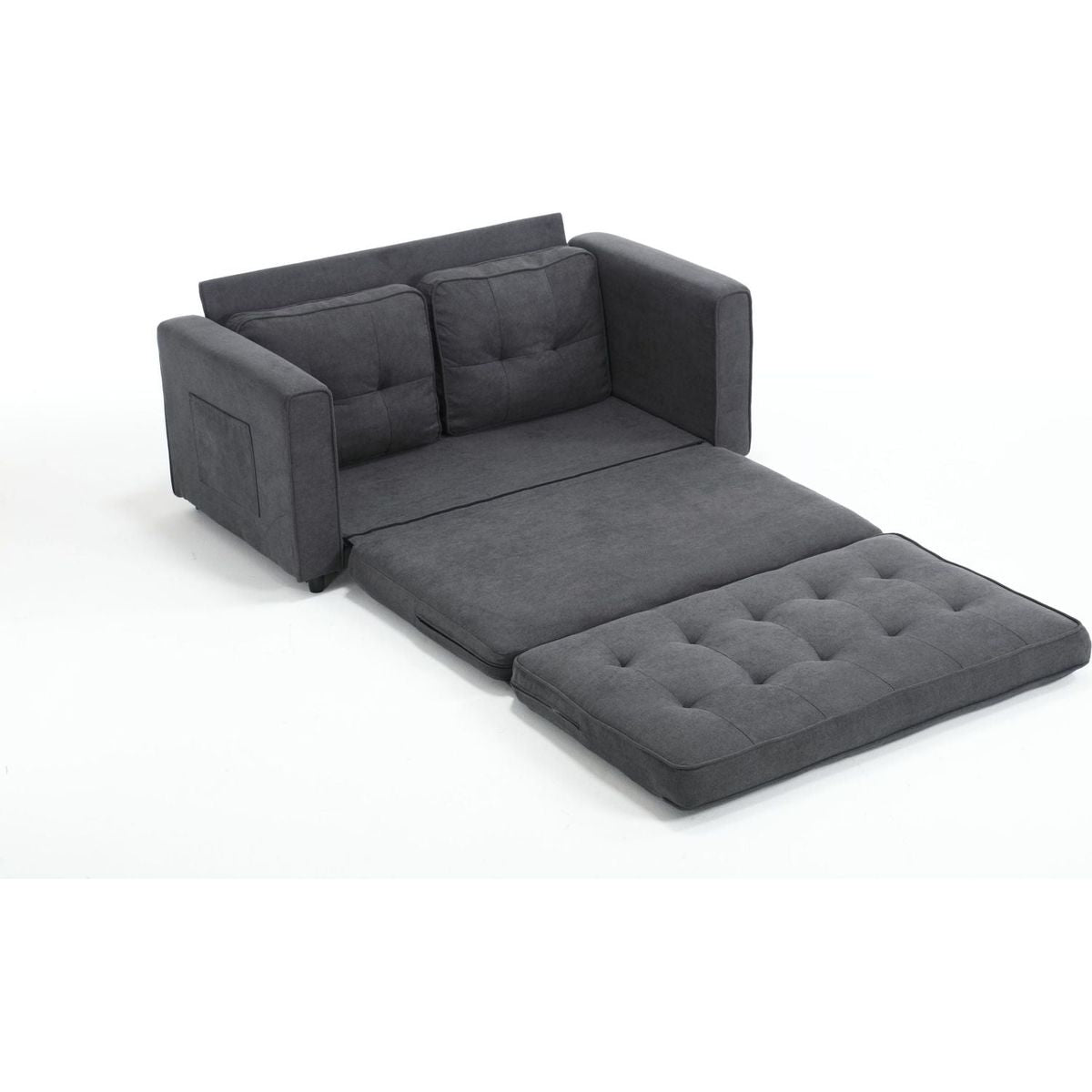 3 Fold Sofa,Convertible Futon Couch sleeper sofabed,Space saving loveseat,Pull Out Couch Bed for Living Room,Dark Gray & Light Gray & Beige,Velvet linen fabric