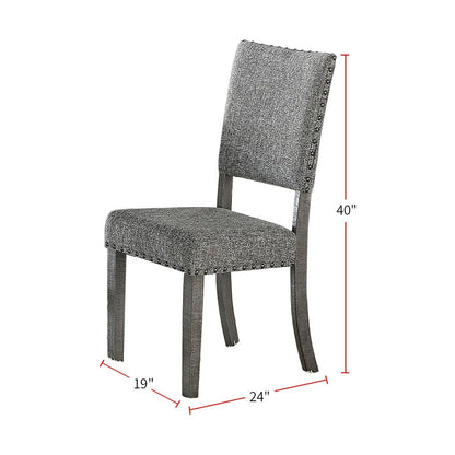 Set of 2 Upholstered Fabric Dining Chairs, Grey