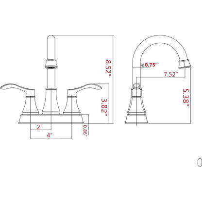 4 inches Centerset Bathroom Faucet 360" Swivel Spout, with Pop Up Drain - Brushed Nickel