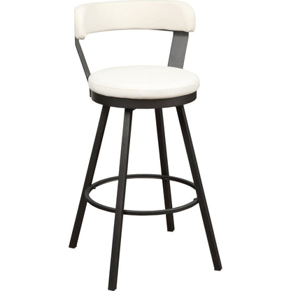 Pub Chairs 2pc Set White PU Upholstered Metal Base 29-inch Counter Height Chairs Seat 360-degree Swivel Dining Furniture